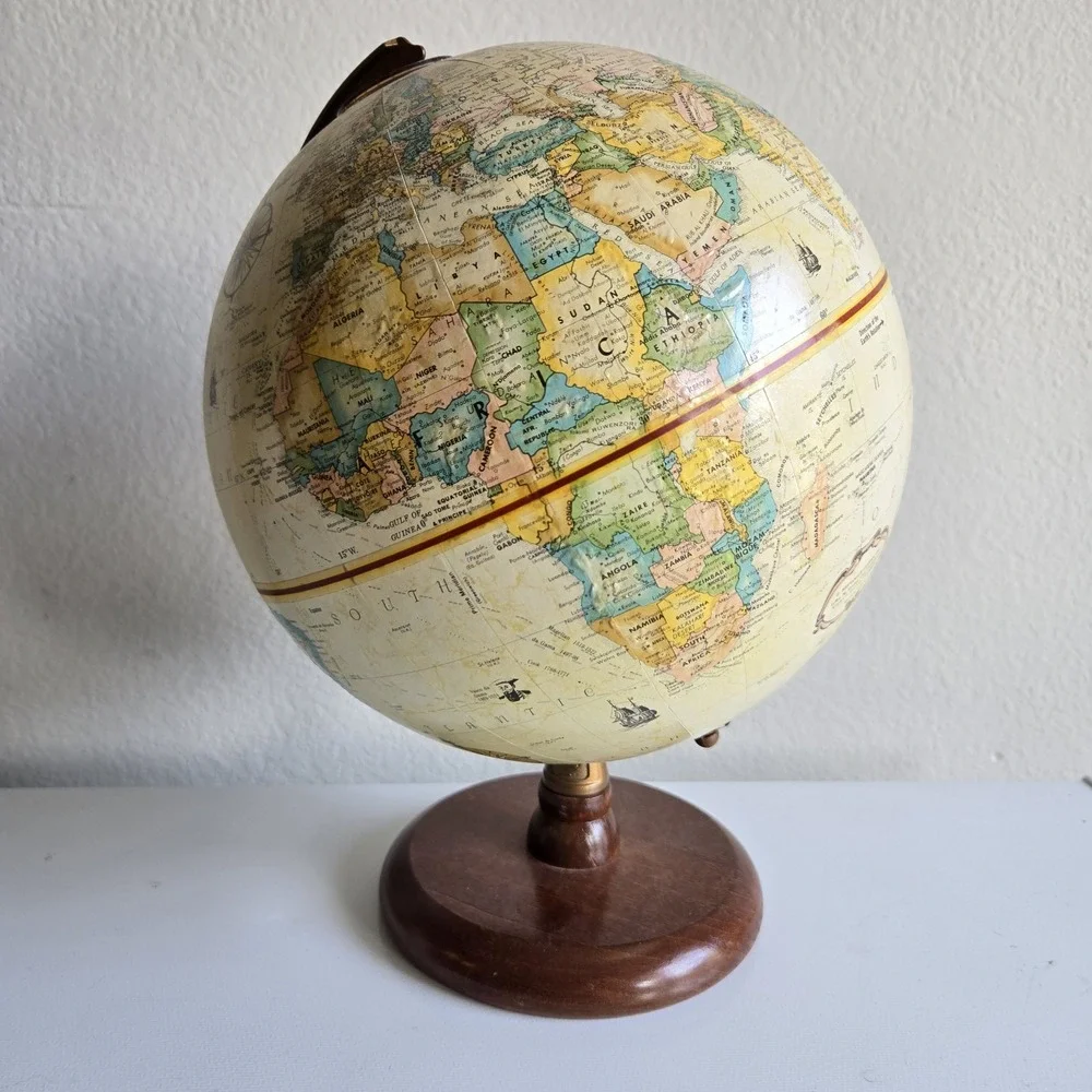 Replogle 9 Inch Diameter Desk Top Globe World Classic Series on Round Wood Base